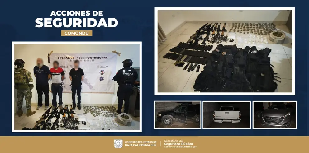 Mesa de Seguridad logra captura de célula delictiva con arsenal y droga en Ciudad Constitución.