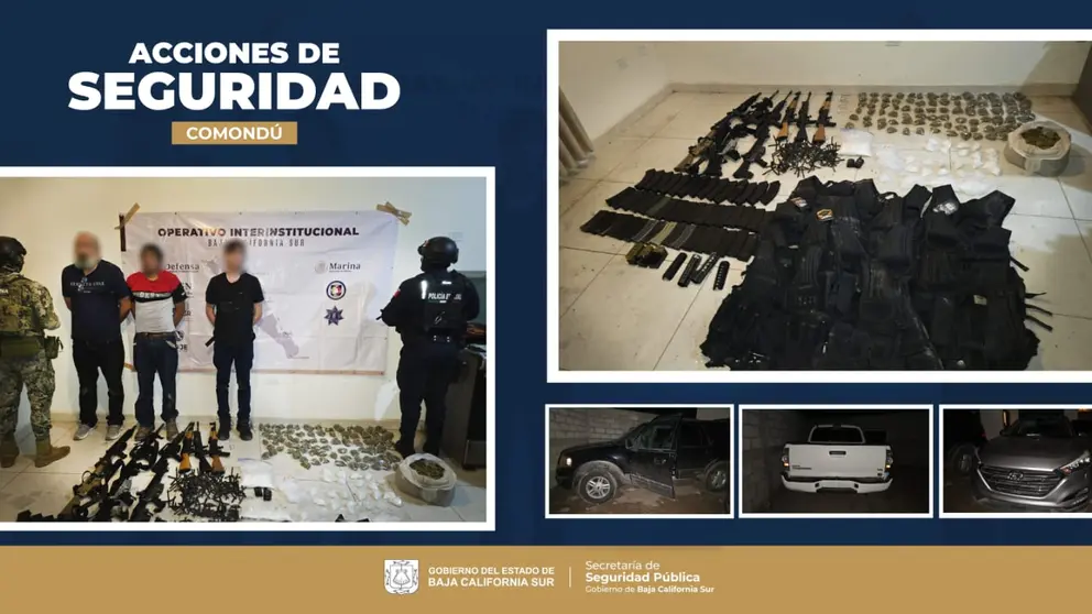Mesa de Seguridad logra captura de célula delictiva con arsenal y droga en Ciudad Constitución.
